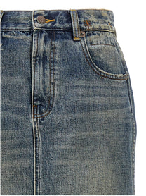R13 Devon Side Slit Skirt Blue