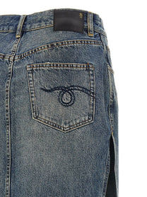 R13 Devon Side Slit Skirt Blue