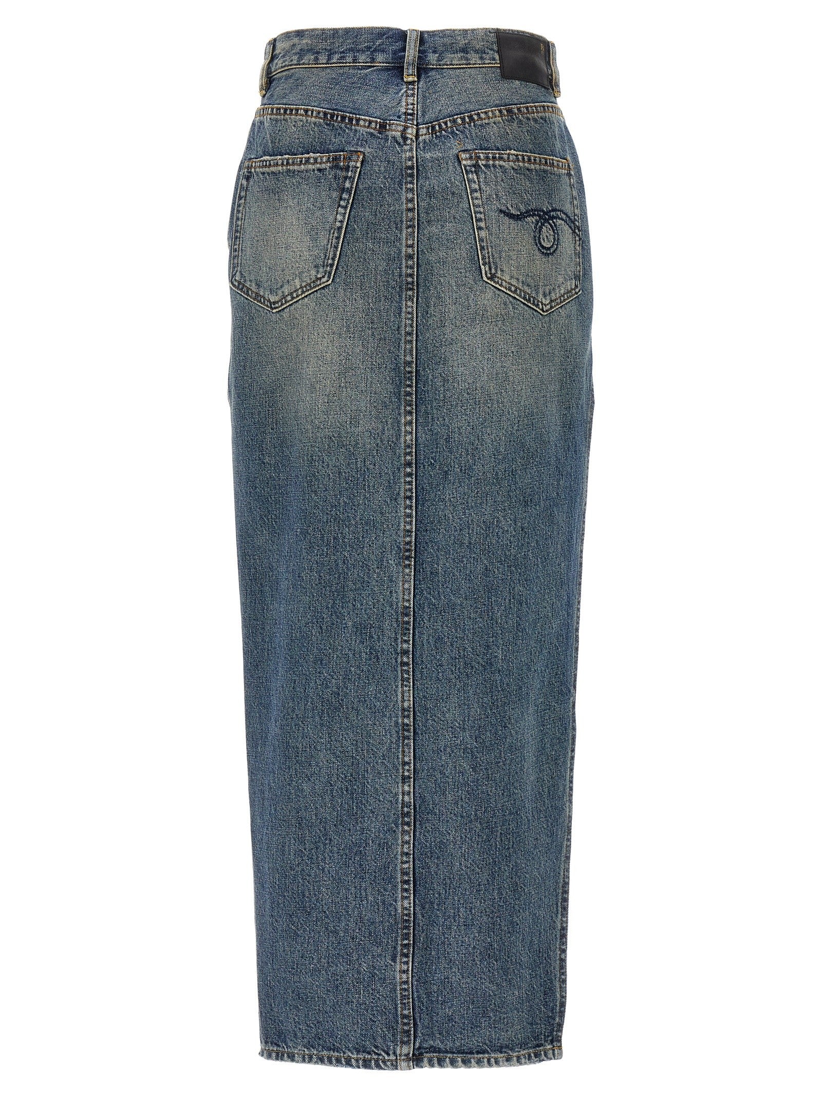 R13 Devon Side Slit Skirt Blue