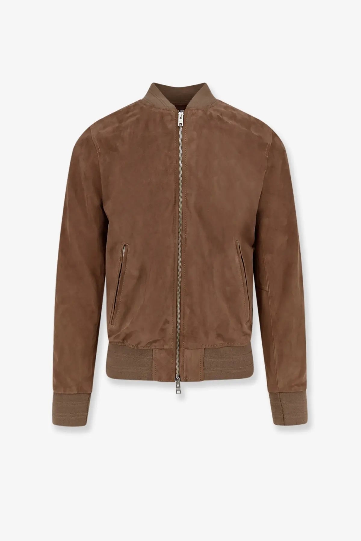 Dfour men’s suede jacket gold brown suede bomber jacket with full-length zipper and two side pockets