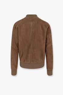 Dfour men’s suede bomber jacket gold in brown with ribbed cuffs and hem for stylish casual wear