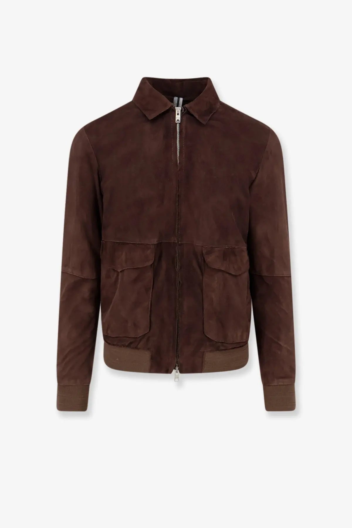 Dfour men’s suede jacket gold in brown with two front pockets and collar in bomber style