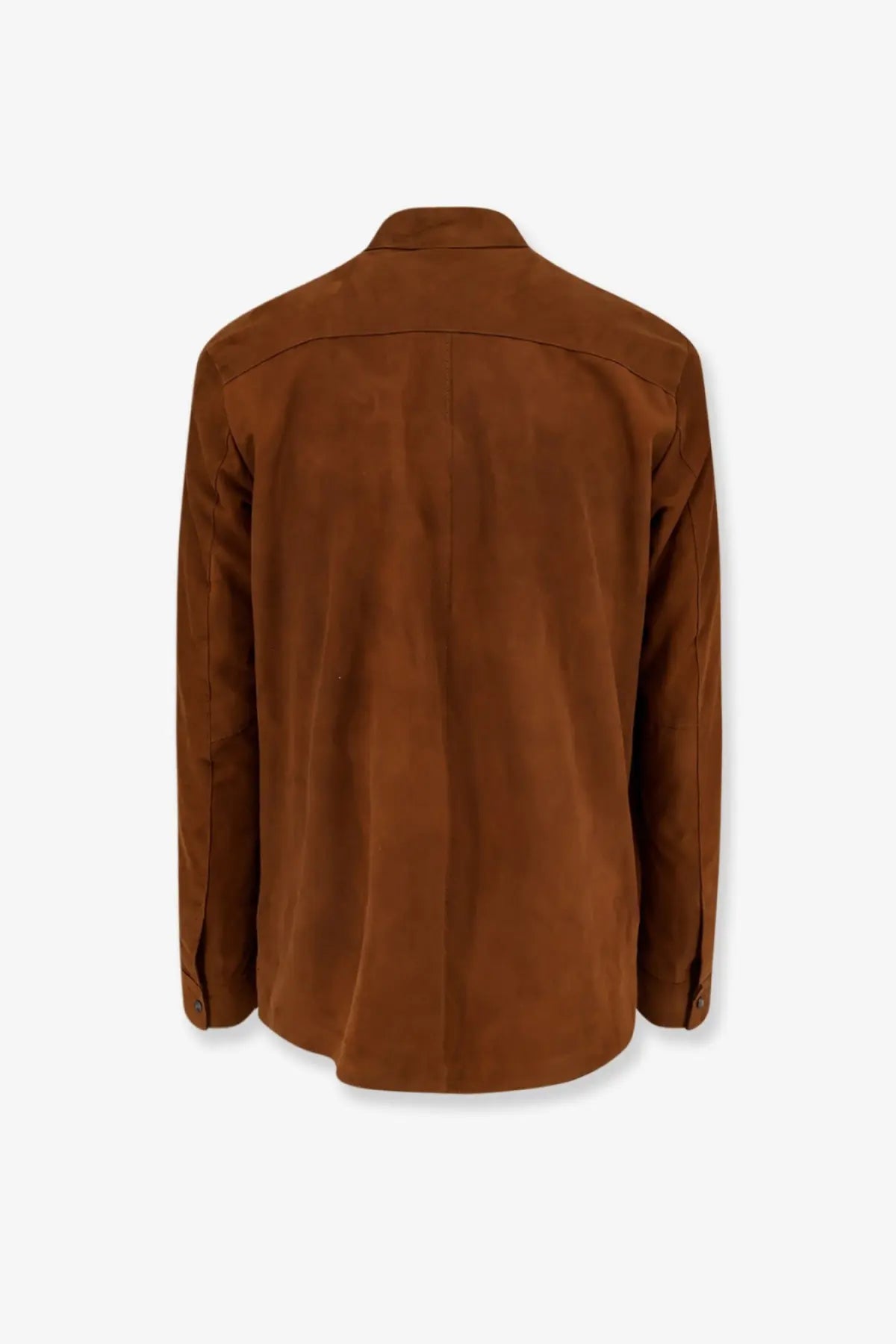 Dfour men’s suede shirt beige with classic collar long sleeves brown suede material for casual wear