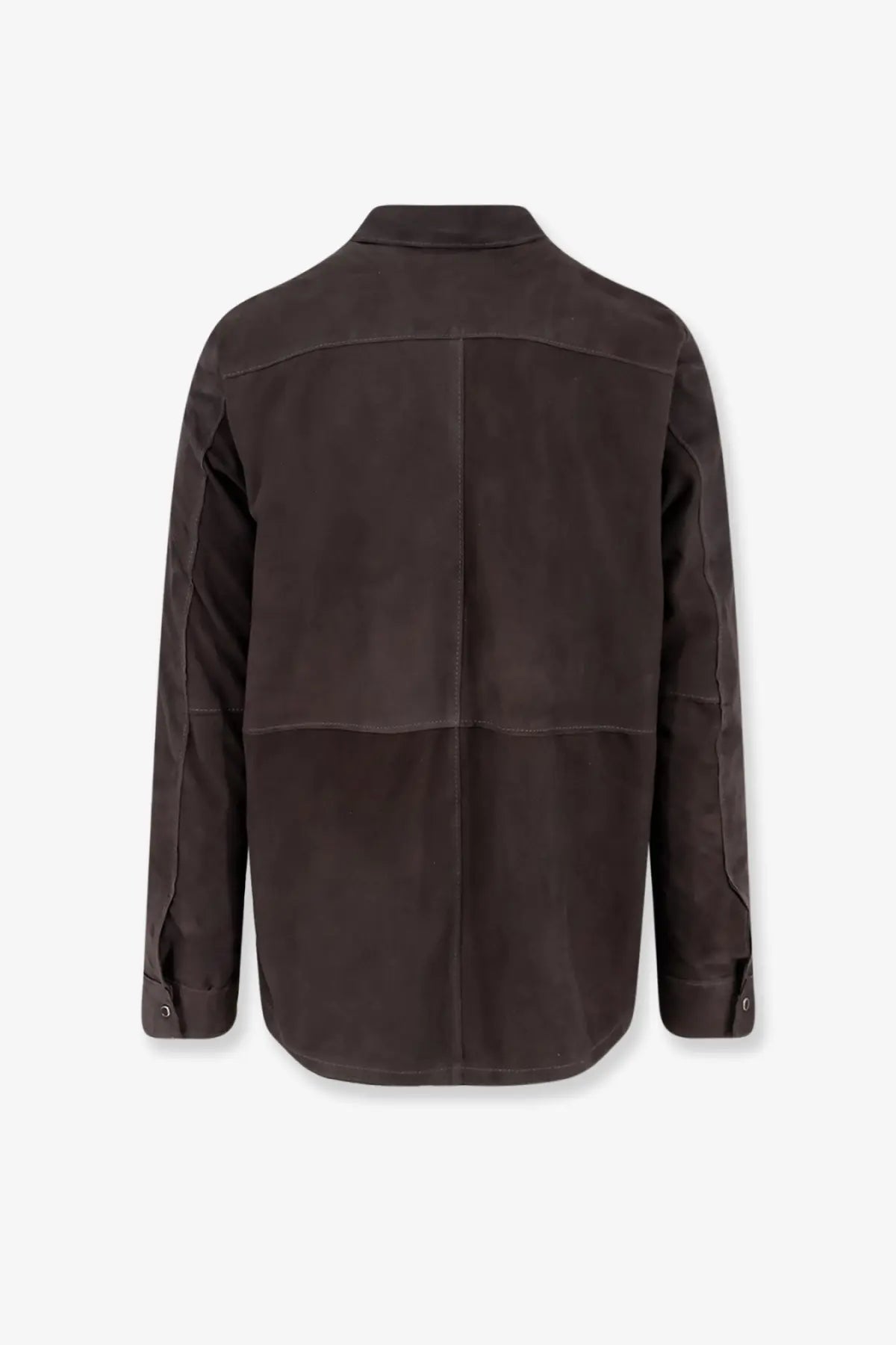 Dfour men’s suede shirt piombo dark brown suede jacket with classic collar and long sleeves