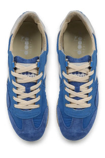 Diadora men’s sneaker equipe vela blue in blue suede and canvas with cream laces for casual wear