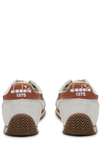 Diadora men’s sneaker equipe vela white with white and brown suede upper, rubber sole, and classic retro design