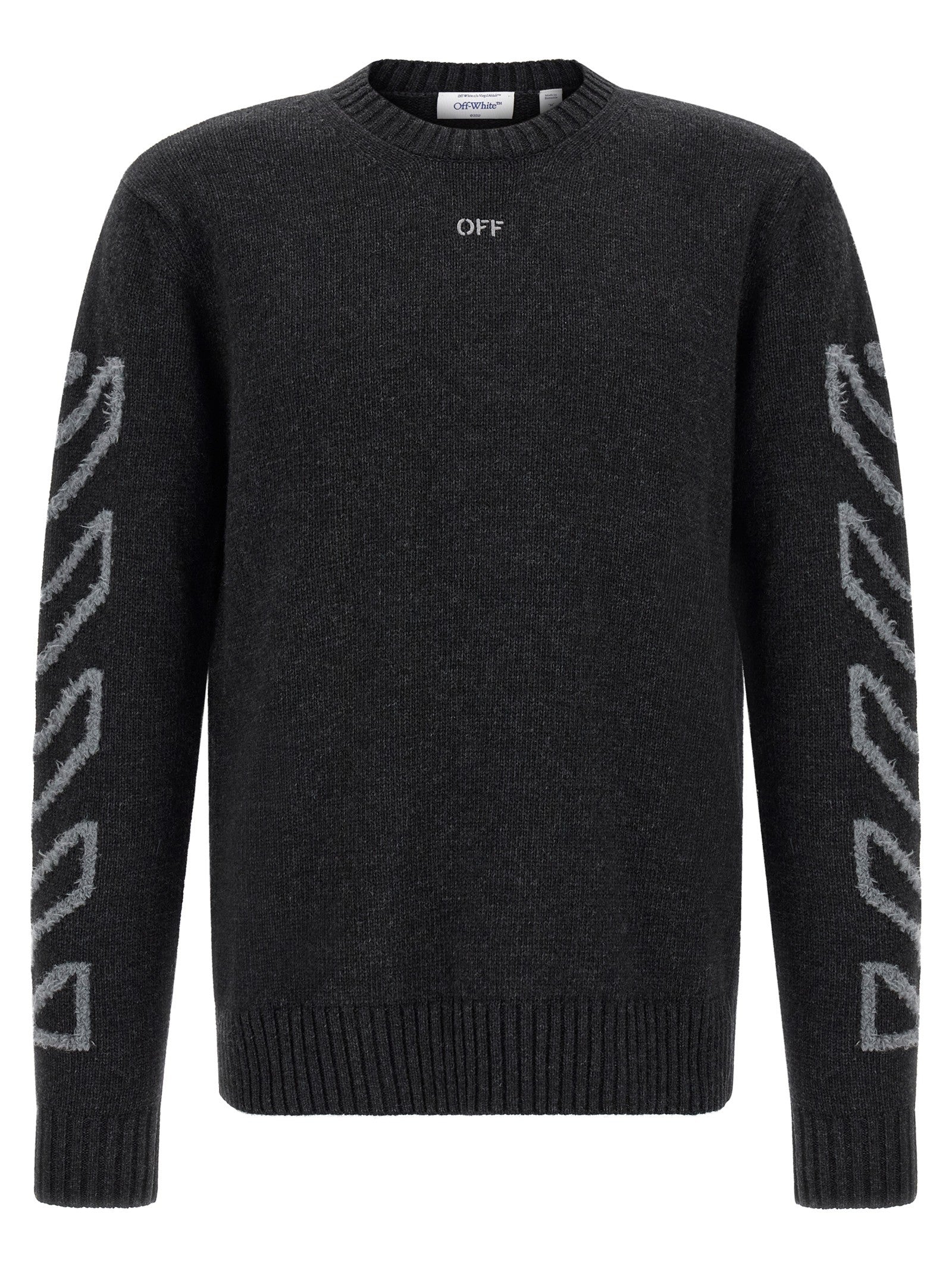Off-White Diag Arrow Fuzzy Sweater Grey