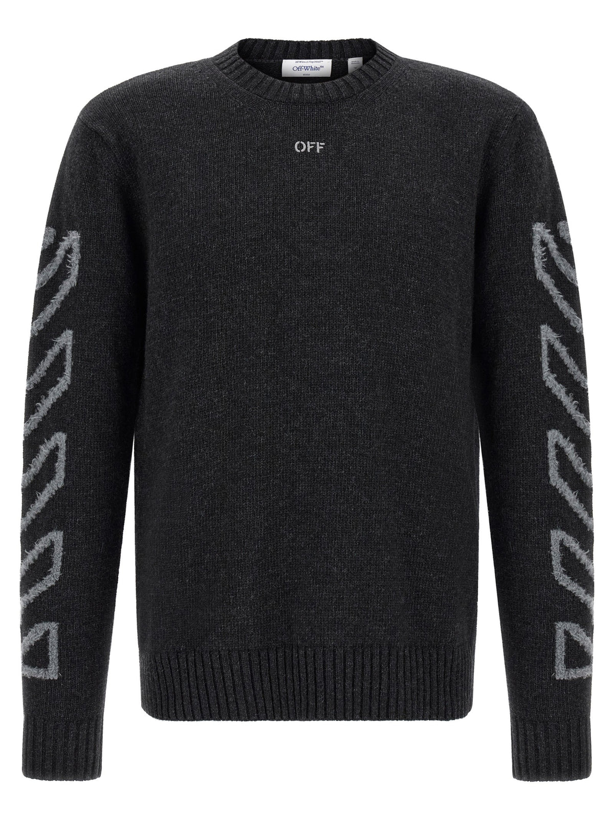 Off-White Diag Arrow Fuzzy Sweater Grey