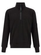 C.P. Company Diagonal Raised Fleece Sweatshirt and Lens Detail Black