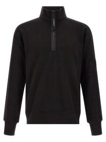 C.P. Company Diagonal Raised Fleece Sweatshirt and Lens Detail Black