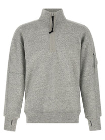 C.P. Company Diagonal Raised Fleece Sweatshirt and Lens Detail Grey