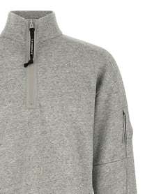 C.P. Company Diagonal Raised Fleece Sweatshirt and Lens Detail Grey