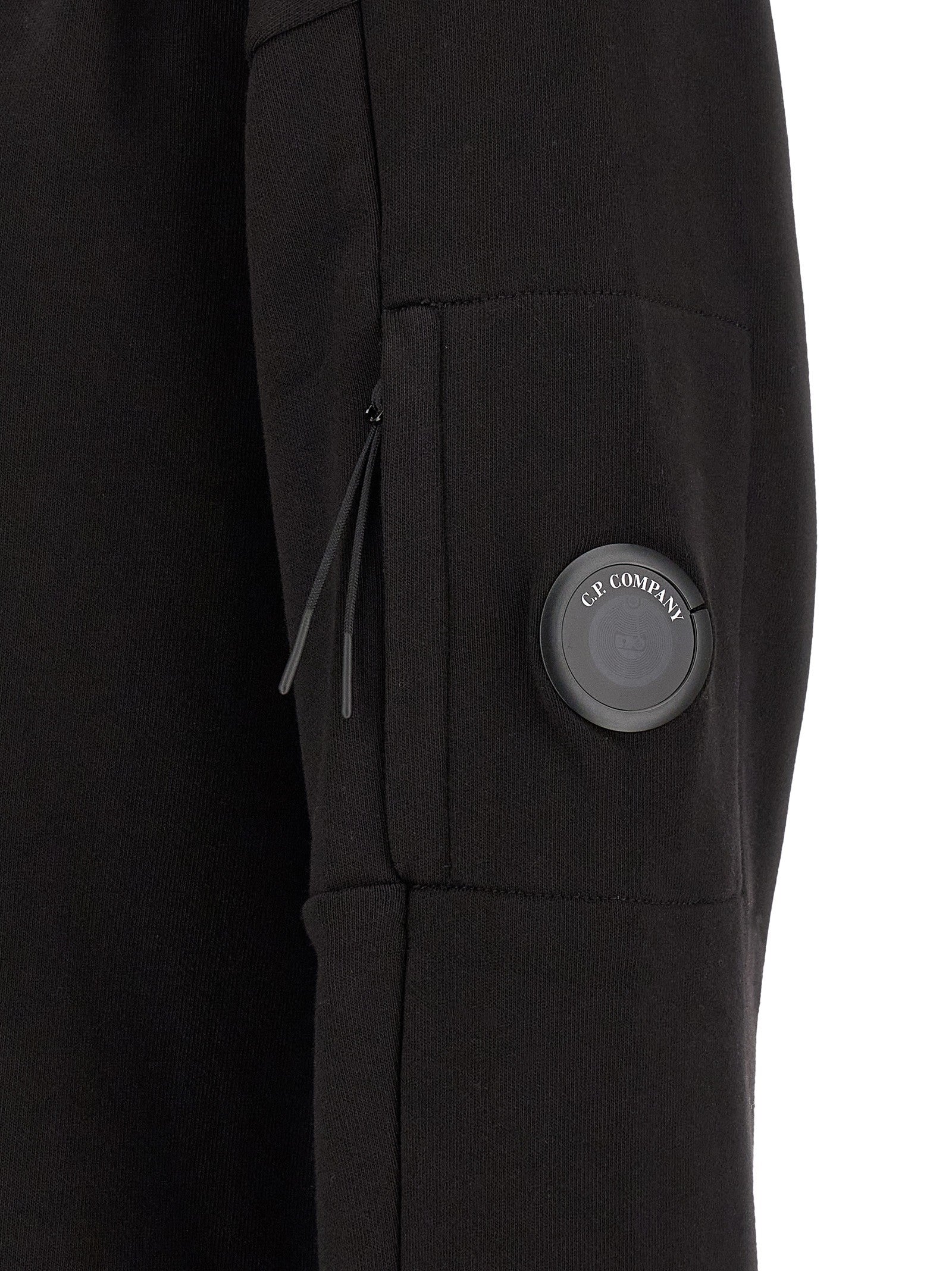 C.P. Company Diagonal Raised Fleece Sweatshirt and Lens Detail Black