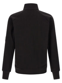 C.P. Company Diagonal Raised Fleece Sweatshirt and Lens Detail Black
