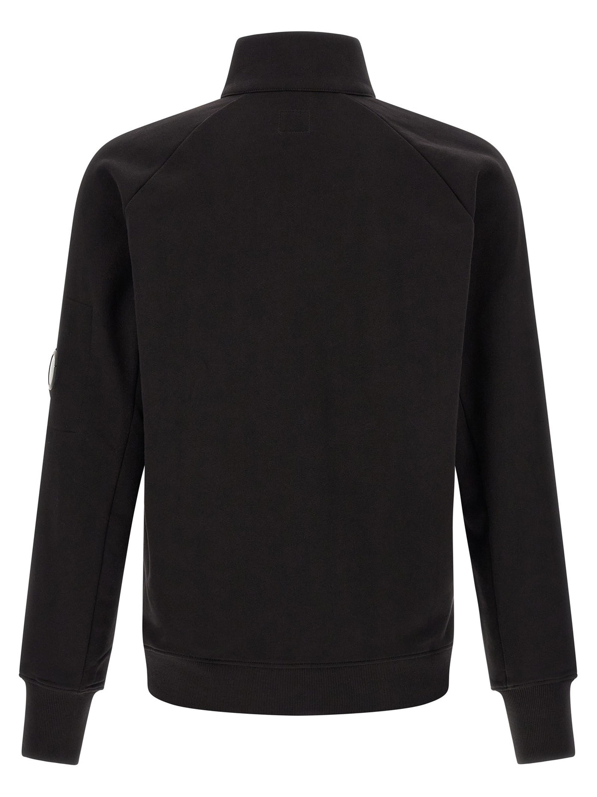 C.P. Company Diagonal Raised Fleece Sweatshirt and Lens Detail Black, view 2