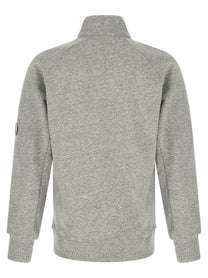 C.P. Company Diagonal Raised Fleece Sweatshirt and Lens Detail Grey