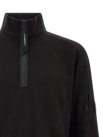 C.P. Company Diagonal Raised Fleece Sweatshirt and Lens Detail Black