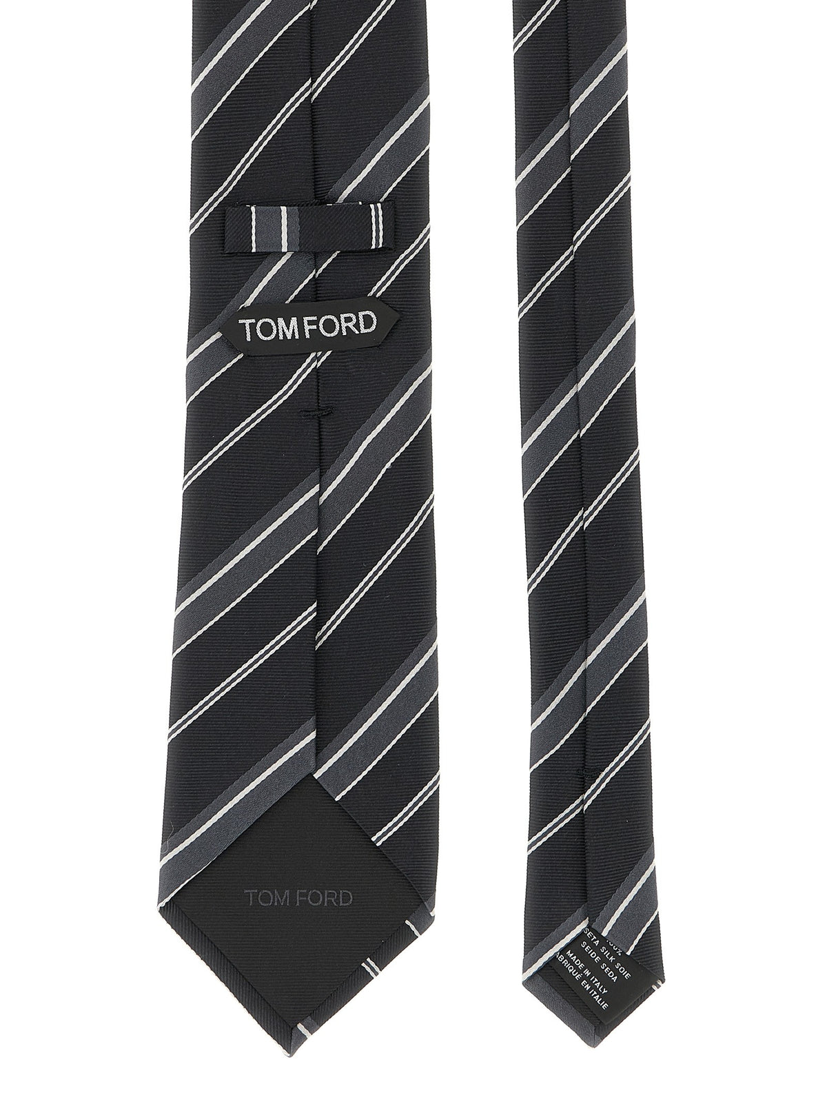 Tom Ford Diagonal Striped Tie Black, view 2