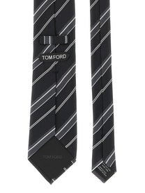 Tom Ford Diagonal Striped Tie Black, view 2