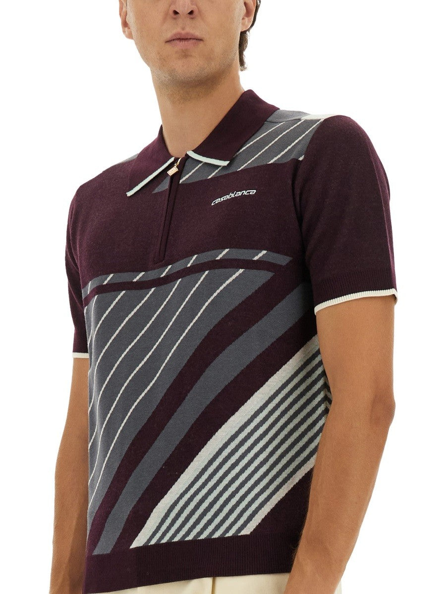 Casablanca Men's Diagonal Tennis Polo Shirt Purple