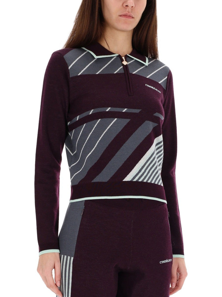 Casablanca Women's Diagonal Tennis Polo Shirt Purple