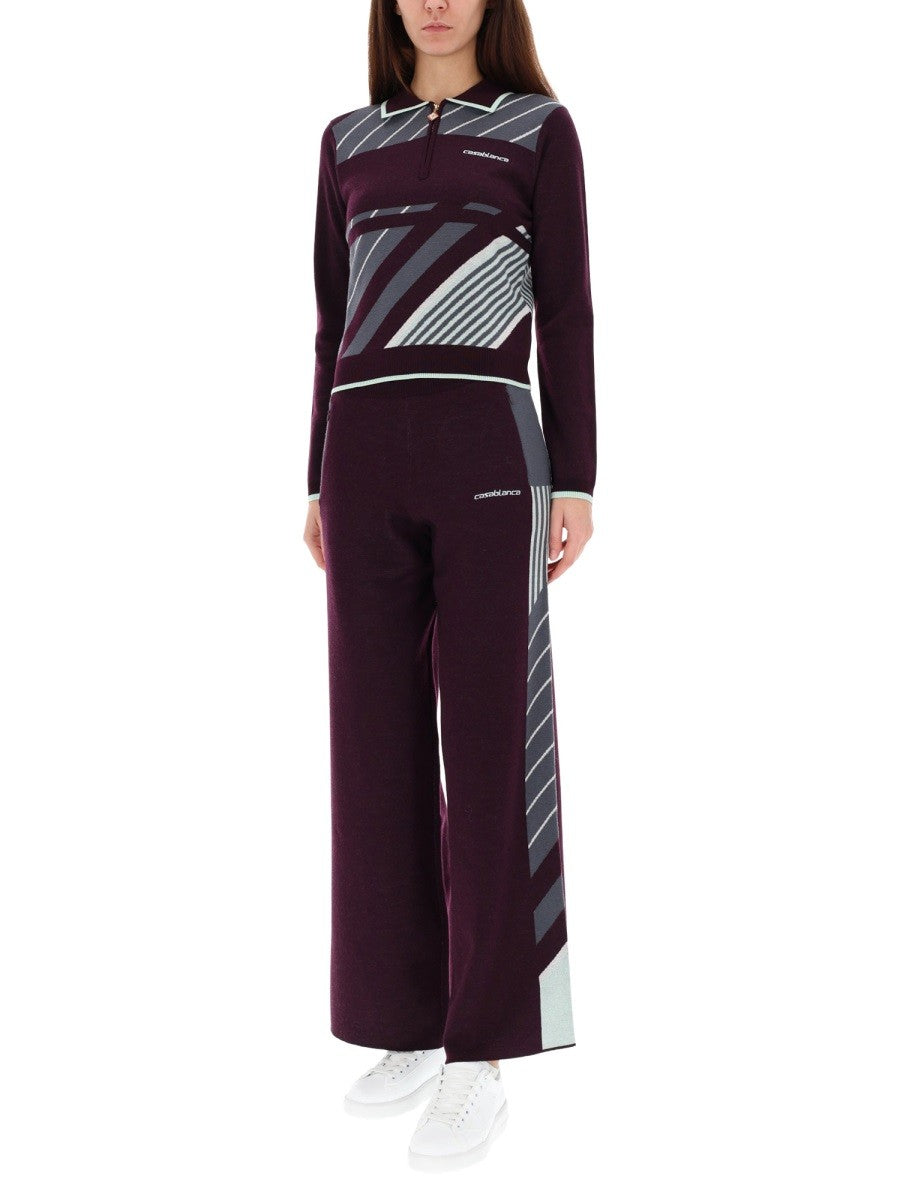 Casablanca Women's Diagonal Tennis Polo Shirt Purple