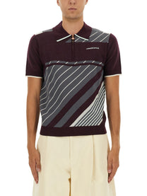 Casablanca Men's Diagonal Tennis Polo Shirt Purple