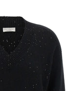 Brunello Cucinelli Diamante Sweater Black, view 3