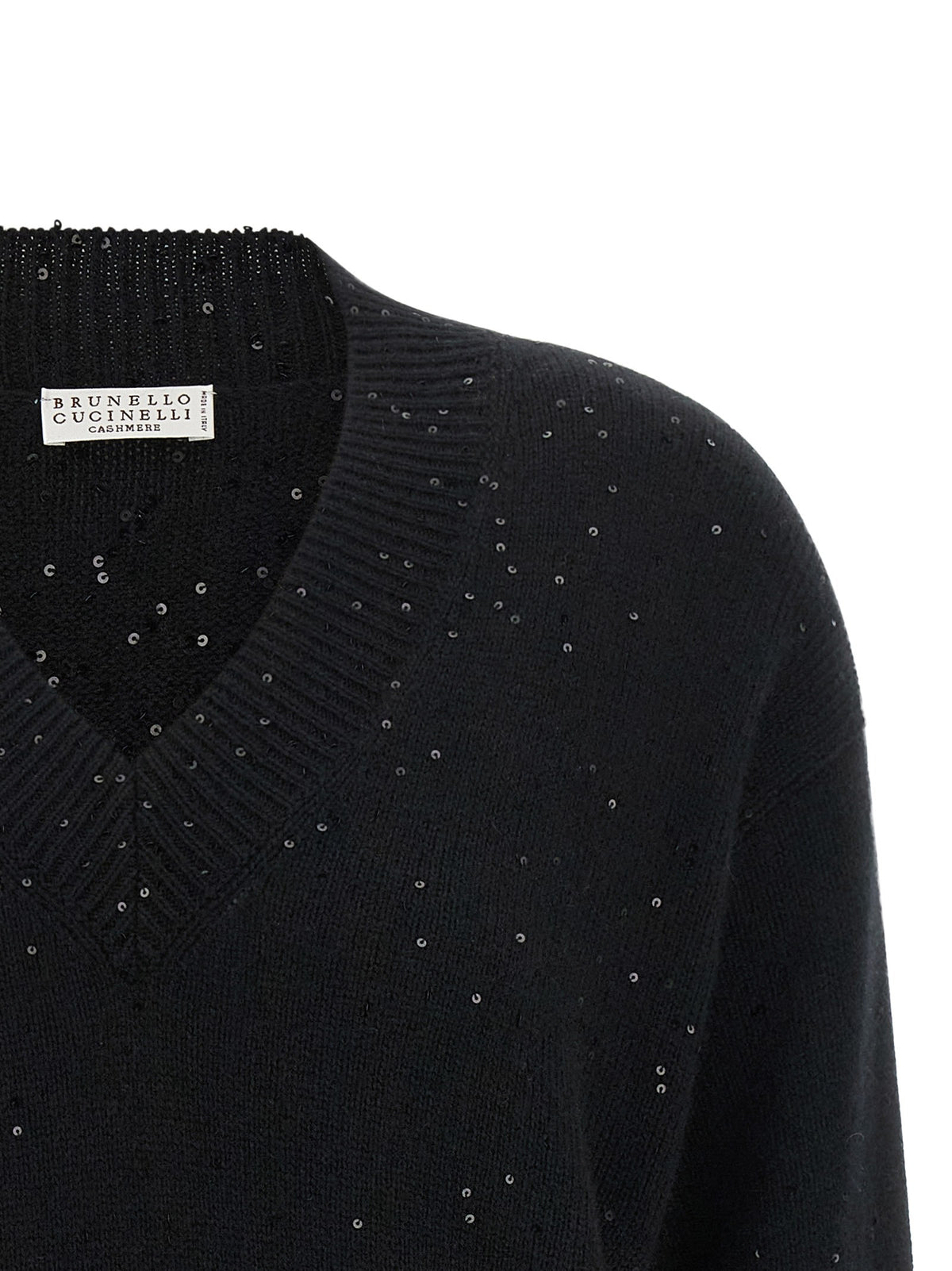 Brunello Cucinelli Diamante Sweater Black, view 3