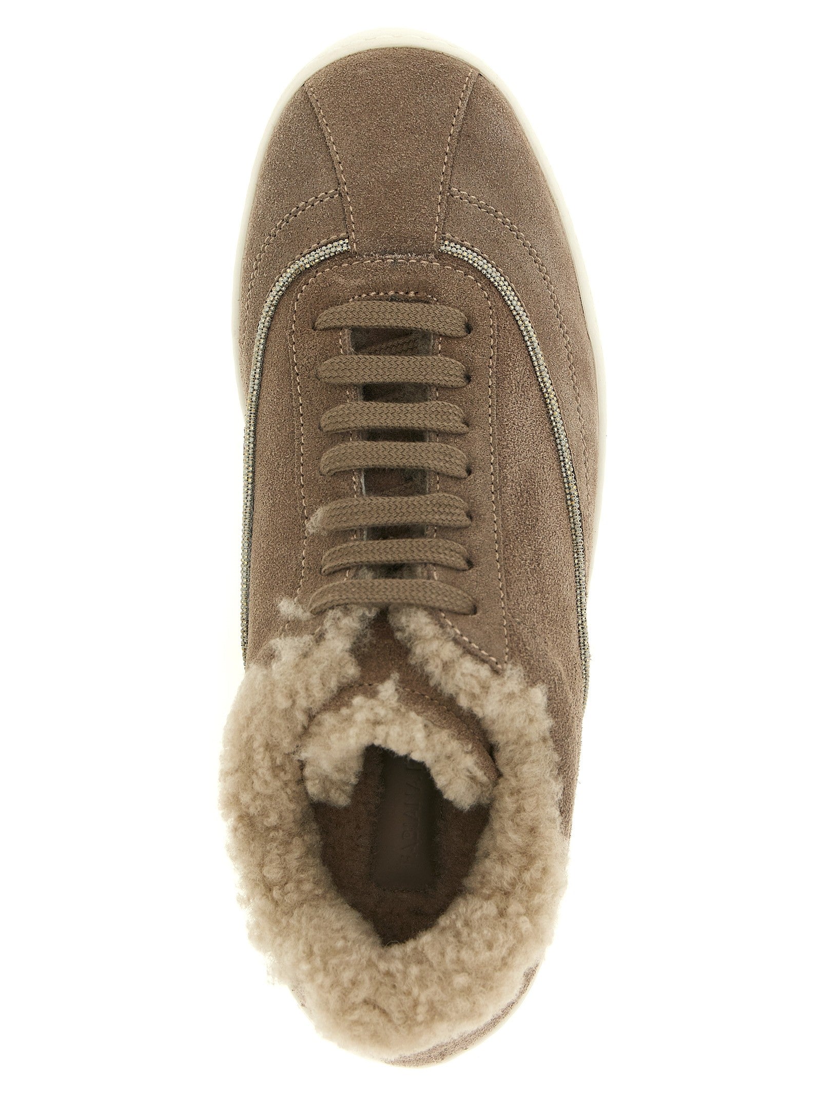 Fabiana Filippi Diamond Detail Suede Sneakers Beige