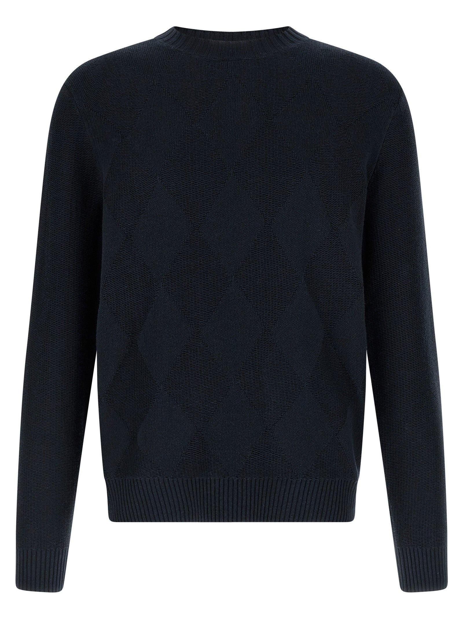 Ballantyne Diamond Intarsia Sweater Blue