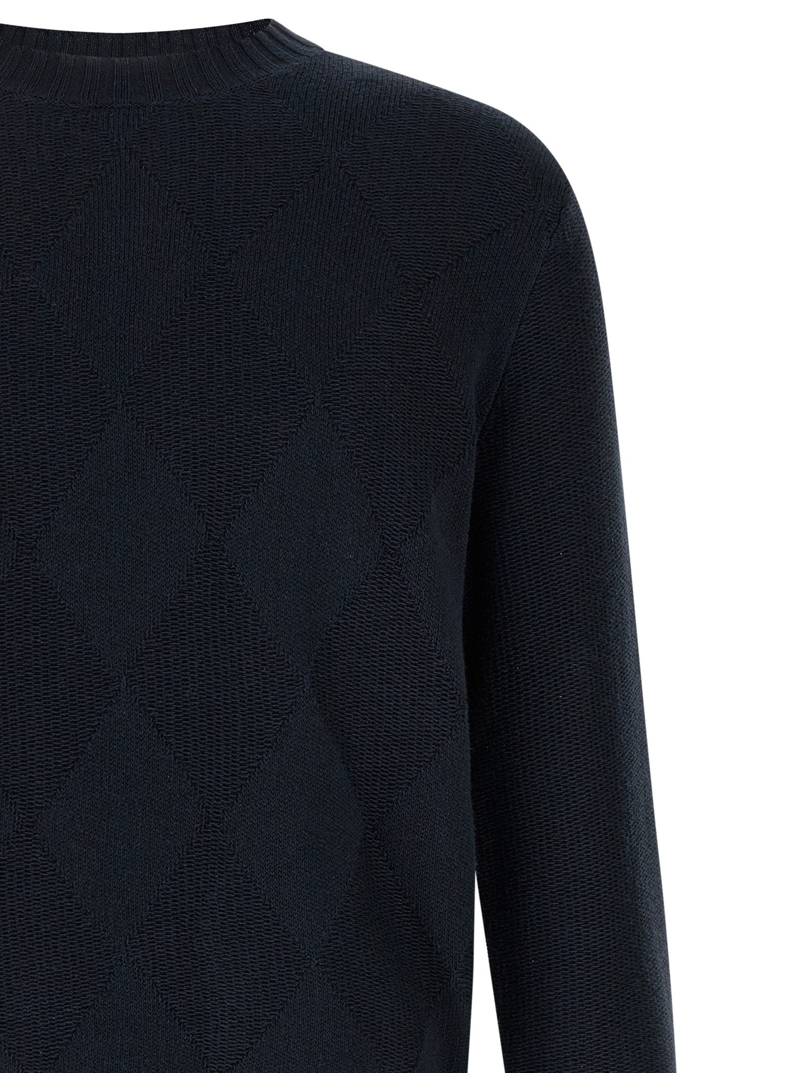 Ballantyne Diamond Intarsia Sweater Blue