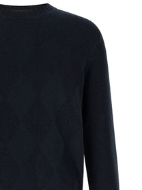 Ballantyne Diamond Intarsia Sweater Blue