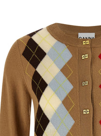 Ganni Diamond Shaped Cardigan Beige