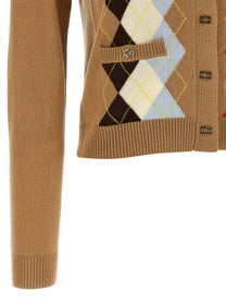 Ganni Diamond Shaped Cardigan Beige