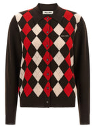 Miu Miu Women's Diamond Shaped Collar Cardigan Brown