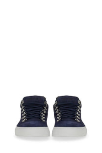 Diemme men’s marostica low blue sneaker navy blue suede high top with silver metal eyelets and white rubber sole