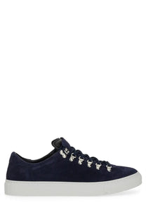 Diemme men’s low-top sneaker marostica in navy blue suede with silver eyelets and white rubber sole