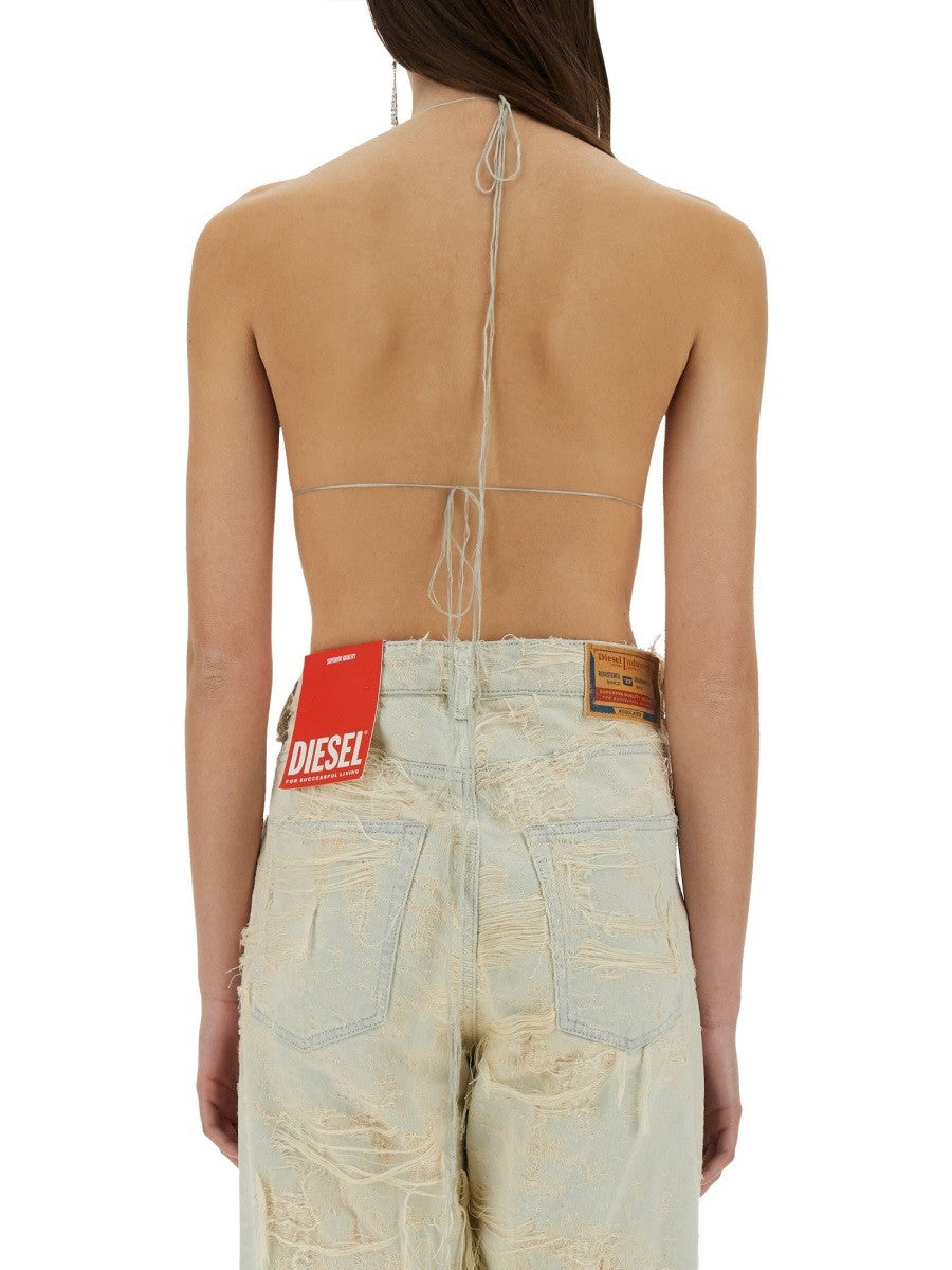 Diesel - Diesel Jacquard Denim Top - Woman-&gt;Clothing-&gt;Tops