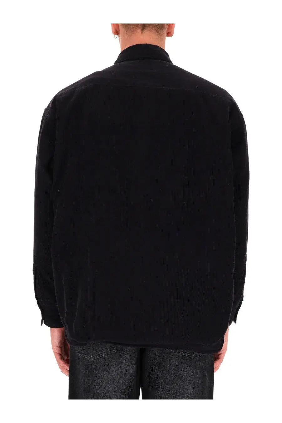 Diesel men’s baggy padd hgbk shirt black made of black corduroy with classic collar and long sleeves