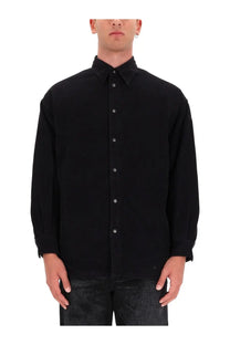 Diesel men’s baggy padd hgbk shirt black long-sleeved button-up with classic collar and subtle silver buttons