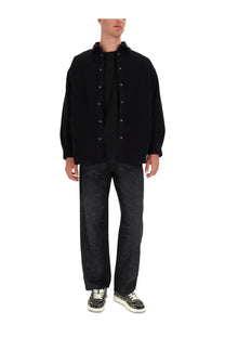 Diesel men’s baggy padd hgbk shirt black oversized button-up with relaxed fit and subtle texture in black