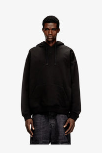 Diesel men’s boxt hood dco cotton sweatshirt black oversized hoodie with subtle embroidered logo and matching drawstrings