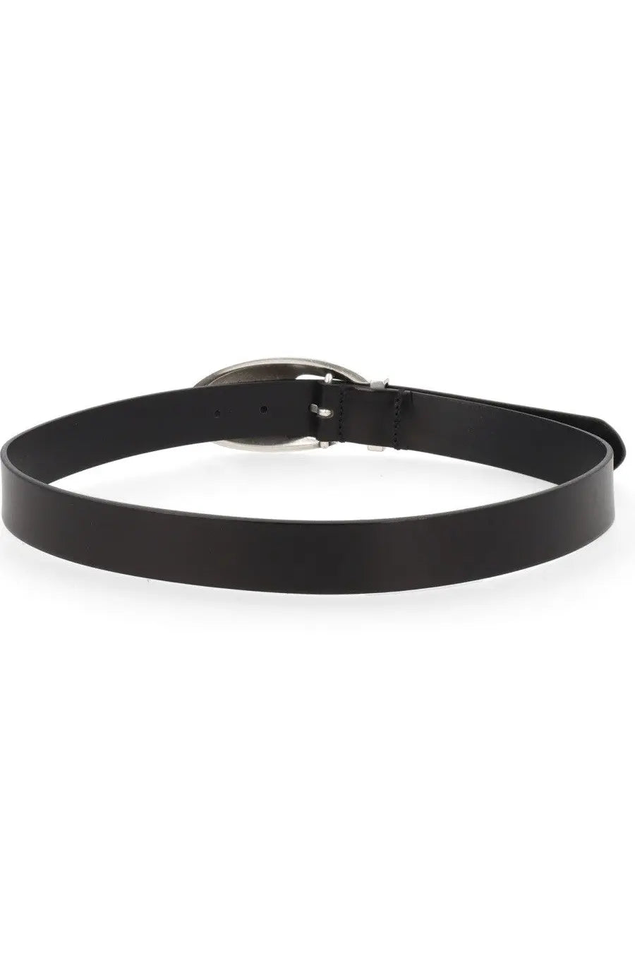 Diesel men’s cintura rop con black black leather belt with sleek silver toned oval buckle