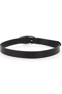 Diesel men’s cintura rop con black black leather belt with sleek silver toned oval buckle