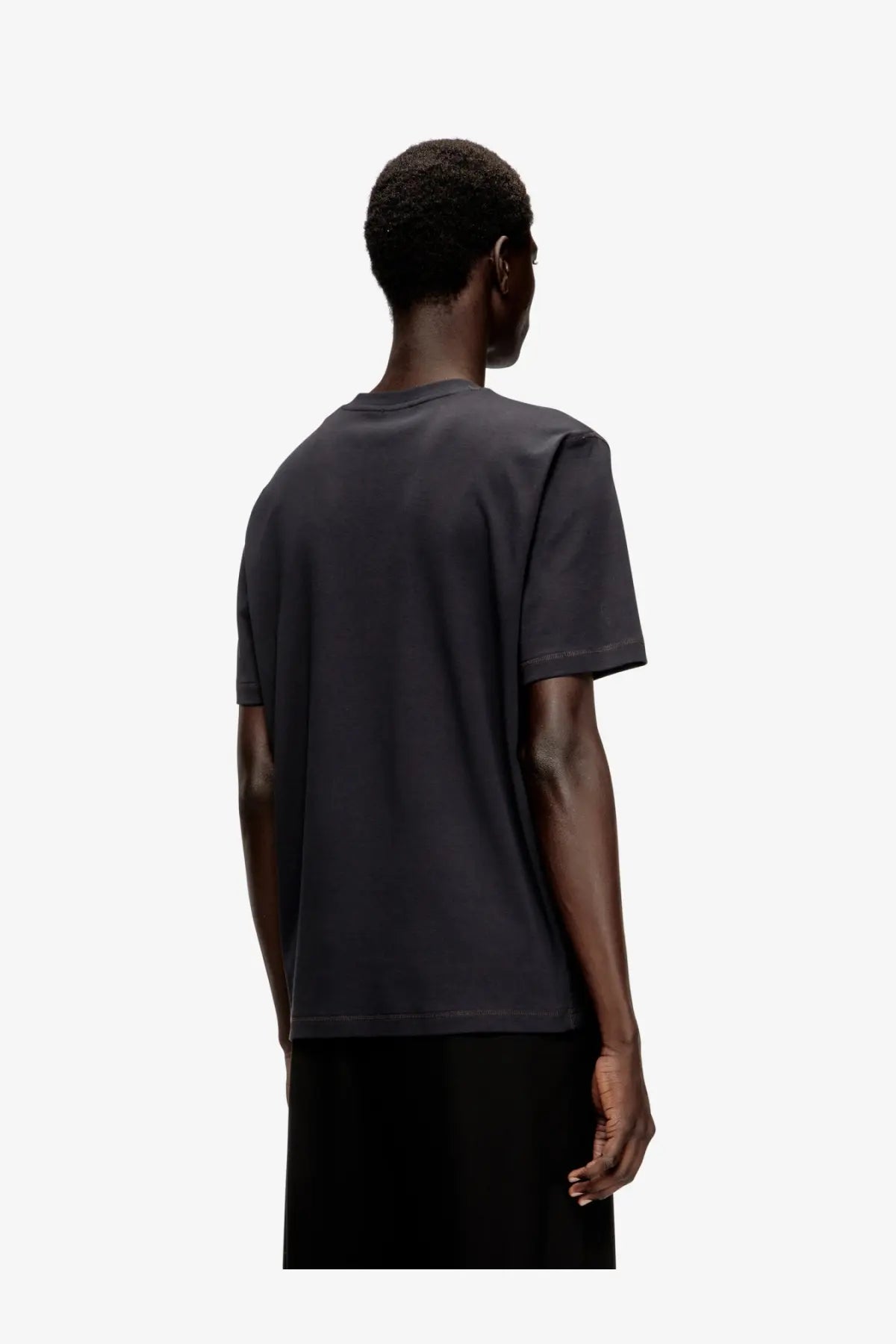 Diesel men’s black short-sleeved crew neck t-shirt made from a cotton blend for casual wear