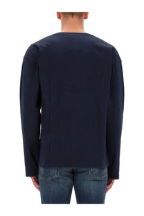 Diesel men’s navy blue long-sleeved cotton shirt with crew neck for casual wear
