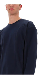 Diesel men’s navy blue long-sleeved cotton crew neck shirt perfect for casual wear