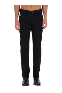 Diesel men’s jeans larkee black straight-leg black denim jeans with subtle stitching details front view