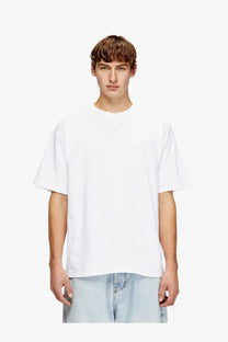 Diesel men’s lucien ihbi white oversized crew neck t-shirt with short sleeves made of cotton